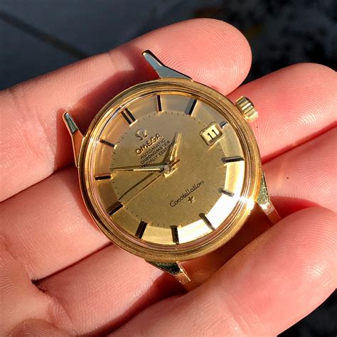 vintage omega constellation 18k gold watch